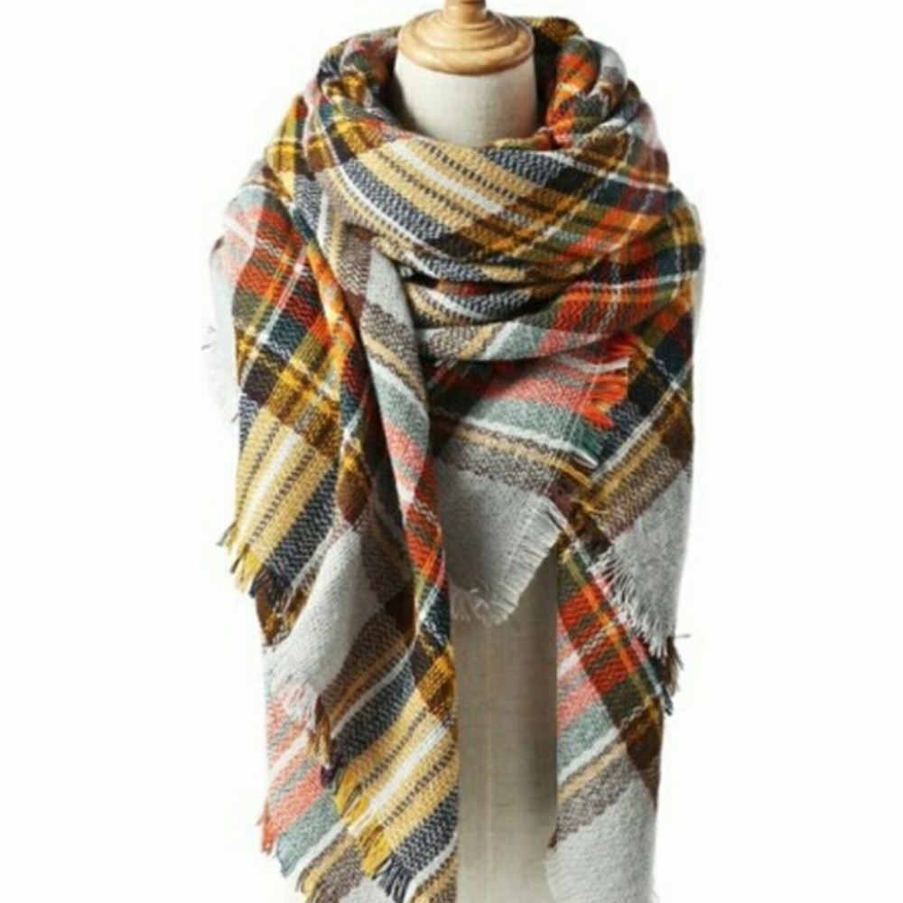 2 LEFT!! 5☆ oversized plaid tartan blanket scarf - Picture 3 of 3